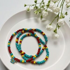 Hand Crafted Multicolor Beaded Bracelet Set of 3